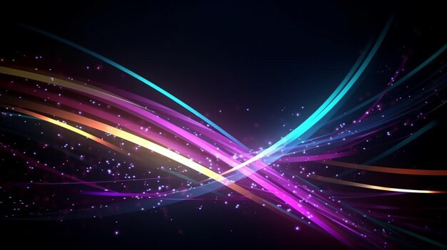 Abstract neon color glowing lines background