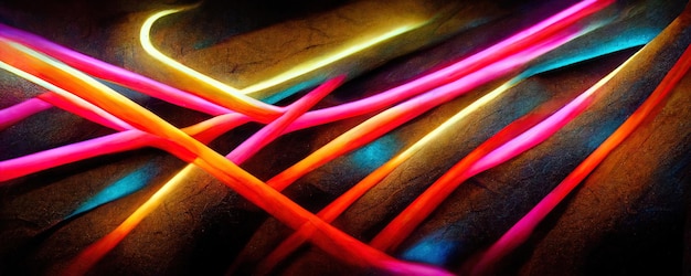 Abstract neon colored lines wall background