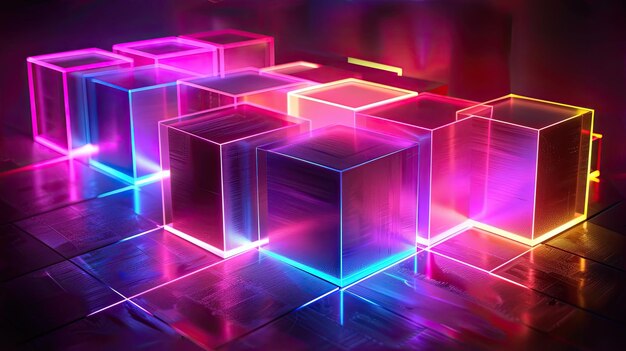 Abstract neon geometric shape backgrounds