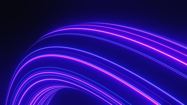 Abstract neon glowing light background Speed light illuminated on the dark scene 3D render