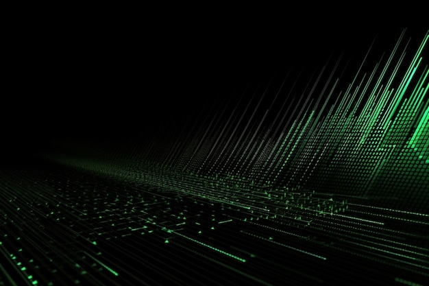 Abstract neon green laser beams over a dark background ultraviolet spectrum Generative AI