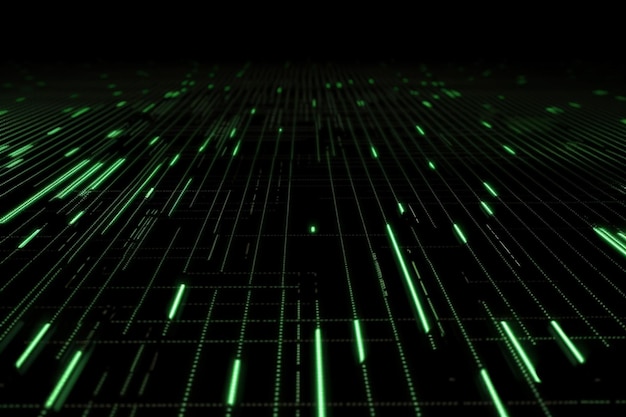 Abstract neon green laser beams over a dark background ultraviolet spectrum Generative AI