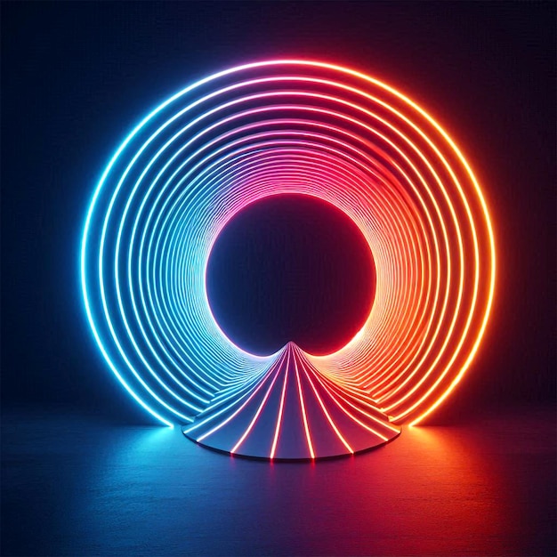 abstract neon light circle design