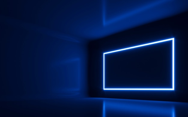 Abstract Neon Light In  Empty Room. 3d rendering