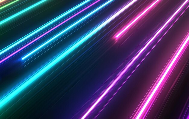 Photo abstract neon light speed lines background