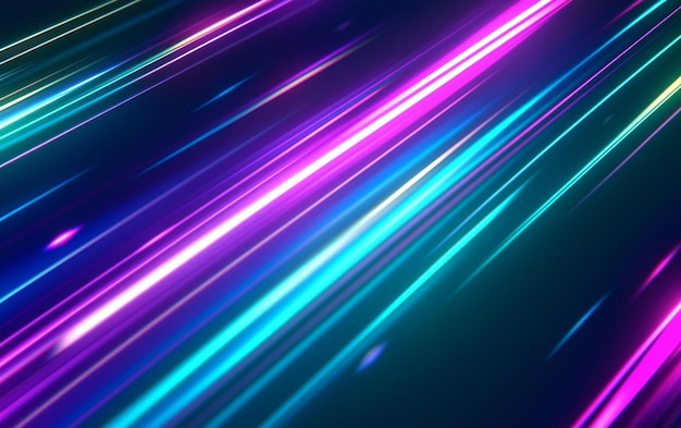 Photo abstract neon light speed lines background