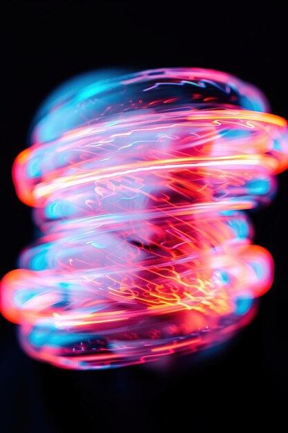 Photo abstract neon light trails