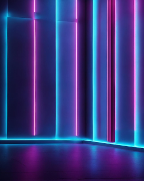 Abstract Neon Light On Walls Futuristic Background