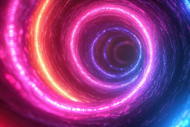 Photo abstract neon lights swirling in a spiral pattern