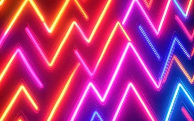 Photo abstract neon lights zigzag pattern