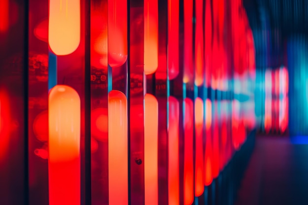 Photo an abstract neon lit wall with red and blue light patterns creates a modern design