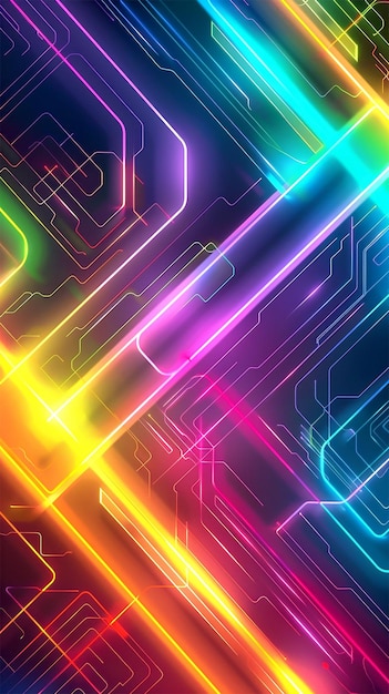 Abstract neon rainbow geometric background