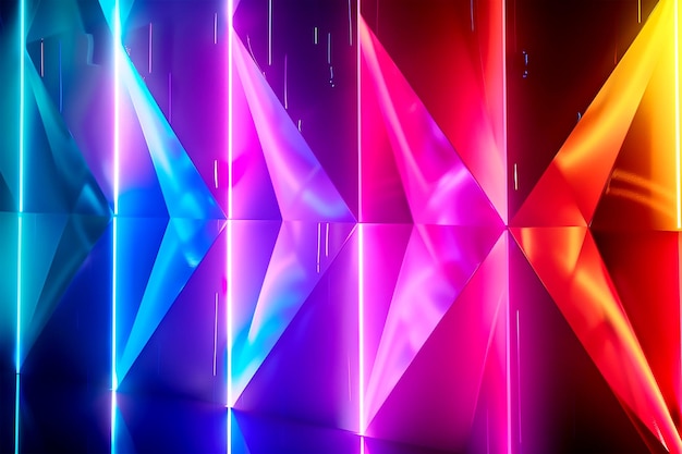 Abstract neon rainbow geometric background