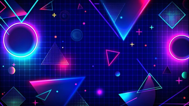 Photo abstract neon retro background with geometric shapes