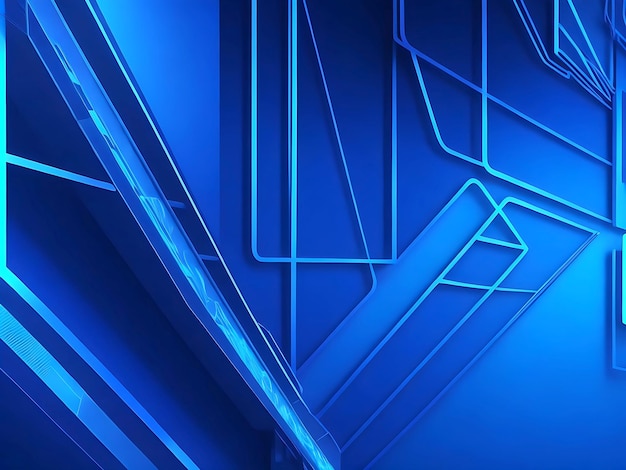 Abstract neon style blue wide banner