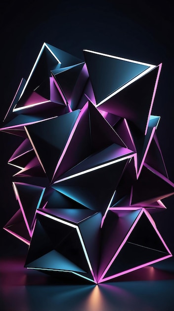 Photo abstract neon triangles in the dark featuring bold colors and dynamic patterns perfect for modern