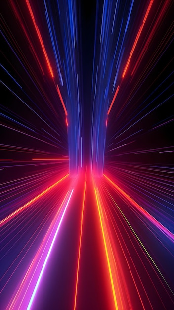 abstract neon wallpaper of fluorescent glowing lines on black background Neural network generated in May 2023 Not based on any actual scene or pattern