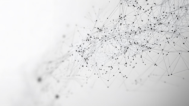 Photo abstract network of connected black dots and lines against a white background