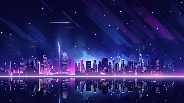 Abstract night City Building Scene illustration