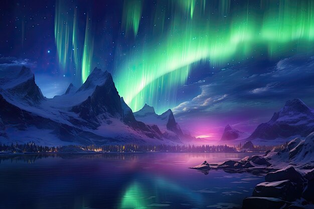 Abstract northern lights or aurora borealis generative ai