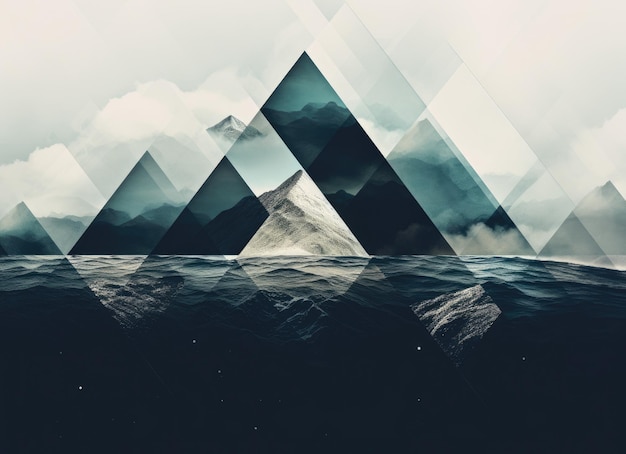 abstract ocean background with geometry shapes and water waves comeliness