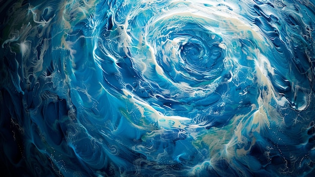 Abstract Ocean Swirl Painting Blue and White Swirl Art