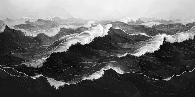 Photo abstract ocean waves in monochrome