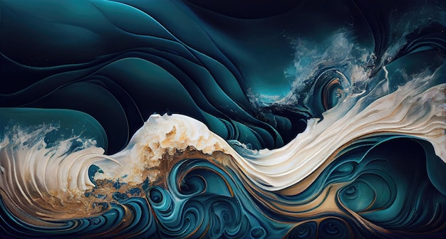 Abstract Ocean with Natural Luxury Texture Marble Swirls and Agate Ripples