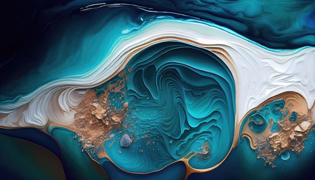 Abstract Ocean with Natural Luxury Texture Marble Swirls and Agate Ripples