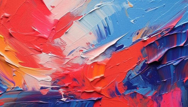 abstract oi acrylic paint texture background wallpaper white red and blue AI