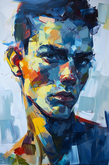 Abstract oil painting of a mans face Portrait of a man