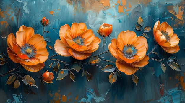 An abstract oil painting of nostalgia flowers