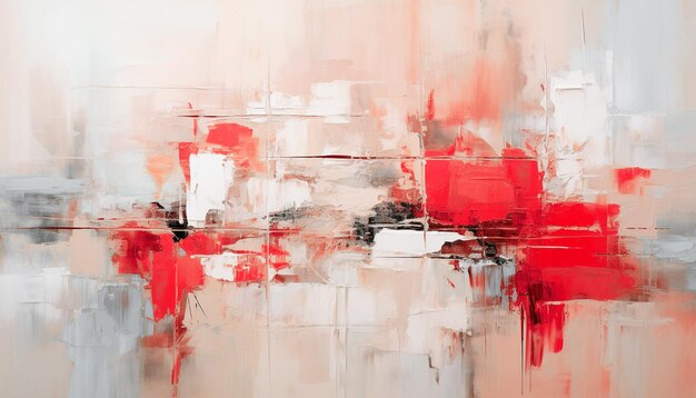 Abstract oil painting white red cream orange brush strokes background wallpaper paint texture