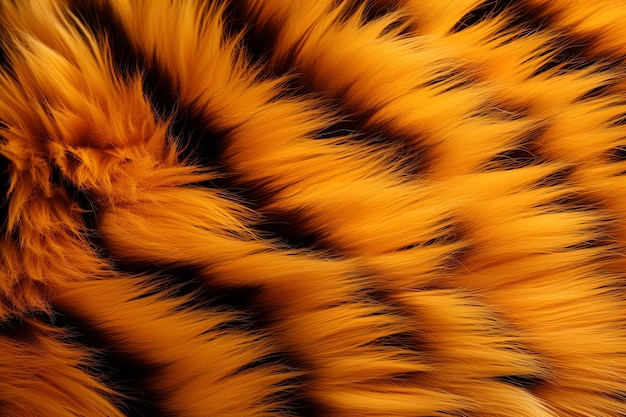 Photo abstract orange and black tiger stripes artificial fluffy background carpet or rug