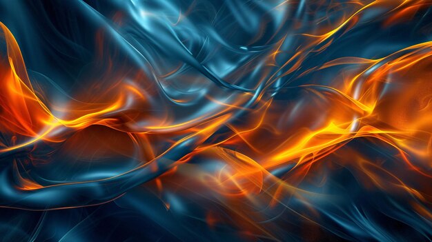 Abstract orange blue flame shape wave art design background