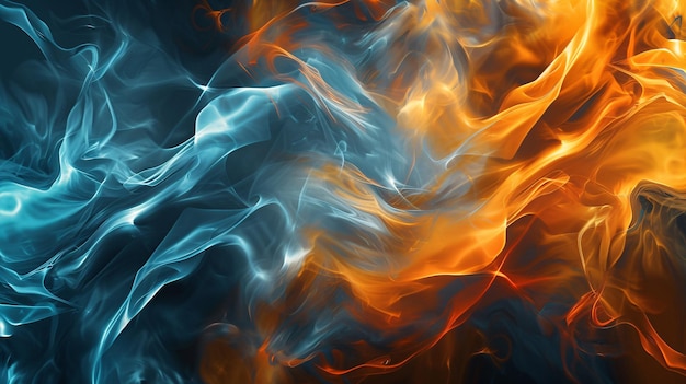 Abstract orange blue flame shape wave art design background