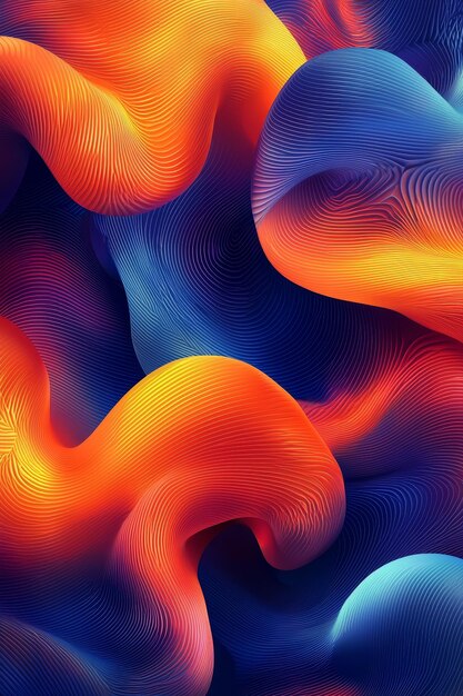 Abstract Orange and Blue Swirling Shapes