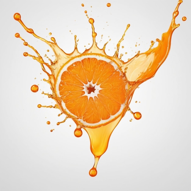 Photo abstract orange juice splash on bright white background vibrant and eyecatching liquid motion