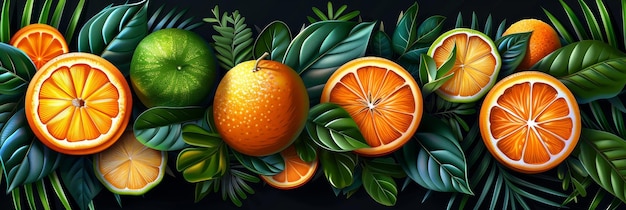 Abstract Orange and Lime Fruit Background