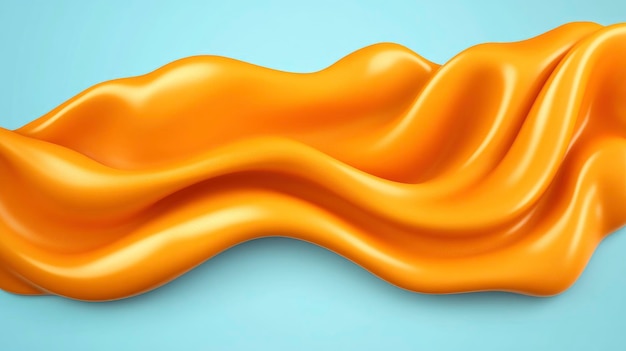 Photo abstract orange liquid flowing on blue background