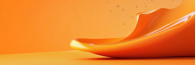 Photo abstract orange liquid wave splash on a vibrant background a flowing wave of orange liquid cr