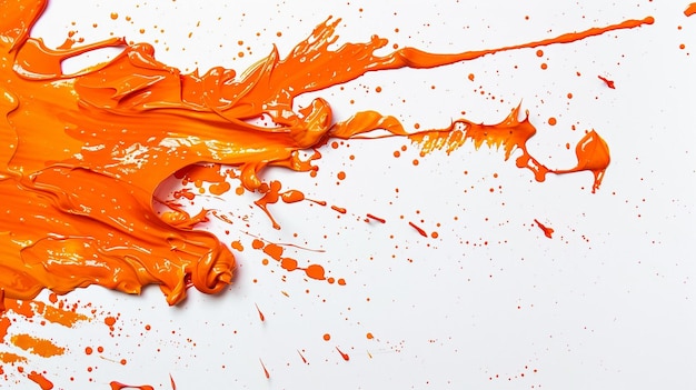 Abstract Orange Paint Splatter on White Background