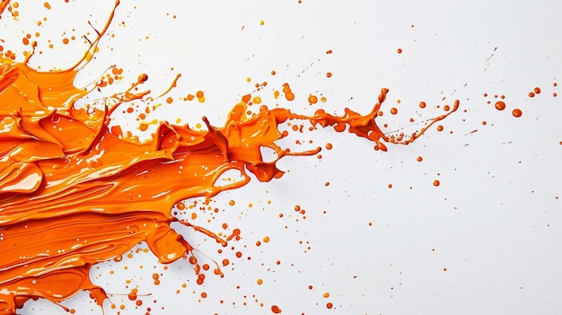 Abstract Orange Paint Splatter on White Background