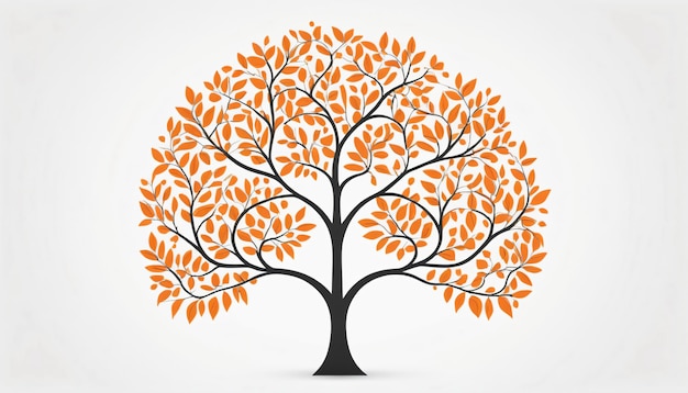 Abstract Orange Tree A Minimalist Art Illustration