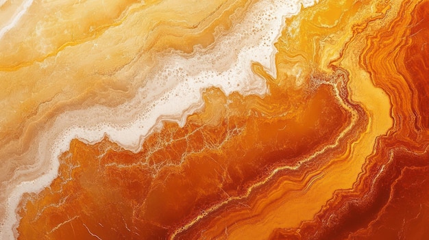 Photo abstract orange and white marbled background texture