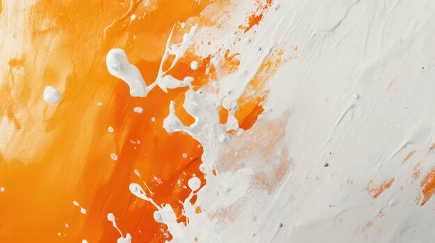 Abstract Orange and White Paint Splashes