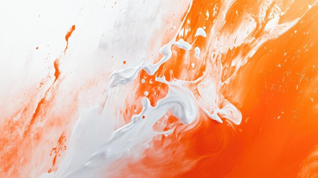 Abstract Orange and White Paint Swirls