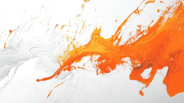 Abstract Orange and White Paint Swirls