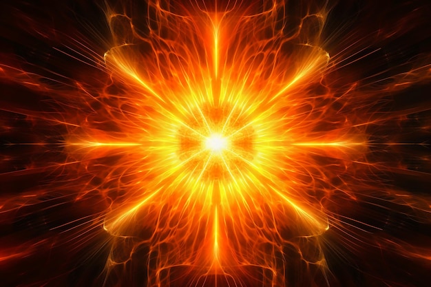 An abstract orange and yellow background with a starburst design.