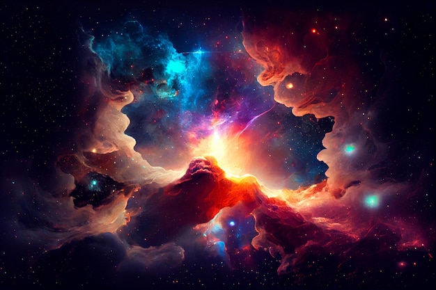 Abstract outer space endless nebula galaxy background Generative ai